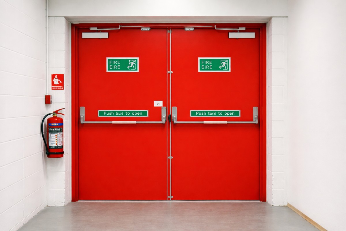 Red and White Fire Rated Check Doors